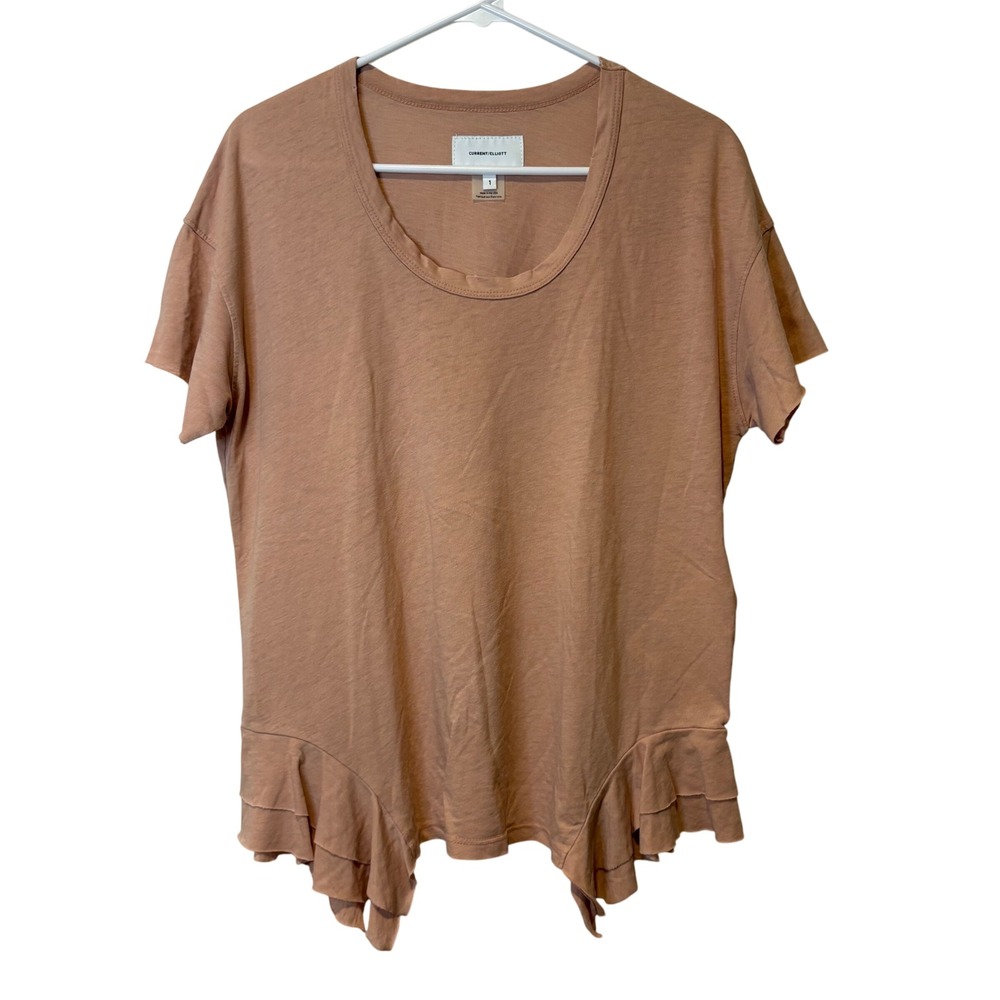 CURRENT/ELLIOTT "The Tier" Short Sleeve T-Shirt Muted Misty‎ Rose Destroy Size 1